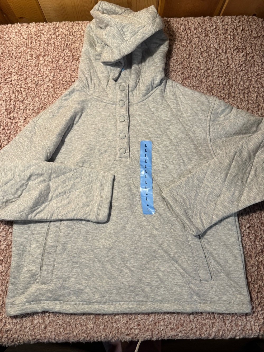 Lands’ End Grey Quilted Pullover Size L